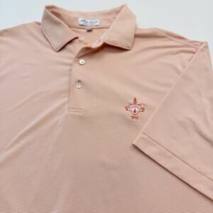 Peter Millar Summer Comfort‎ Performance Golf Polo Mens Size L Peach Striped